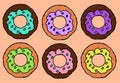 Donut retro style clip art