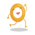 Donut Running Away Isolated on. Funny Food