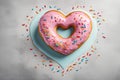 Donut in the shape of a heart. Valentine's Day Gift Concept. Royalty Free Stock Photo