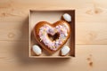 Donut in the shape of a heart. Valentine's Day Gift Concept. Royalty Free Stock Photo