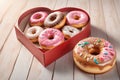 Donut in the shape of a heart. Valentine's Day Gift Concept. Royalty Free Stock Photo