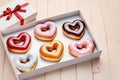 Donut in the shape of a heart. Valentine's Day Gift Concept. Royalty Free Stock Photo