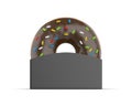 Glazed donuts paper holder mock up, doughnut with holder packaging on isolated white background