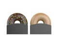 Glazed donuts paper holder mock up, doughnut with holder packaging on isolated white background