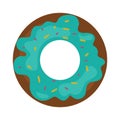 Donut with sprinkles vector isolated on white background.