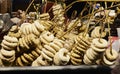 Donut stall at a Christmas market Royalty Free Stock Photo