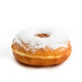 Donut with sugar powder, isolated on white background. View from side Royalty Free Stock Photo