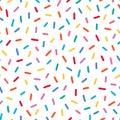 Donut, sweet confetti background. Sweet cake, donut confetti texture, seamless pattern. Colorful candy topping seamless Royalty Free Stock Photo