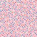 Donut, sweet confetti background. Sweet cake, donut confetti texture, seamless pattern. Colorful candy topping seamless Royalty Free Stock Photo