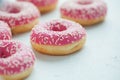 Donut. Sweet icing sugar food. Dessert colorful snack. Glazed sprinkles. Treat from delicious pastry breakfast. Bakery cake. Dough Royalty Free Stock Photo