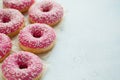 Donut. Sweet icing sugar food. Dessert colorful snack. Glazed sprinkles. Treat from delicious pastry breakfast. Bakery cake. Dough Royalty Free Stock Photo