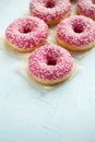 Donut. Sweet icing sugar food. Dessert colorful snack. Glazed sprinkles. Treat from delicious pastry breakfast. Bakery cake. Dough Royalty Free Stock Photo