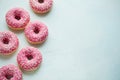 Donut. Sweet icing sugar food. Dessert colorful snack.Treat from delicious pastry breakfast. Bakery cake. Doughnut with frosting.