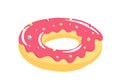 Donut with a tasty pink cream. Sweet dessert. Nice and bright. Vector Isometric illustration.