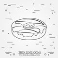 Donut thin line icon. Donut isolated. Vector dark grey. Vector Royalty Free Stock Photo