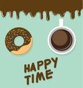 Donut top view of happy time Royalty Free Stock Photo