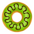 Donut. Top view sweet dessert into glaze for menu design, cafe decoration or delivery box. Candy food with sprinkles