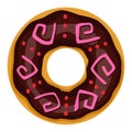 Donut. Top view sweet dessert into glaze for menu design, cafe decoration or delivery box. Candy food with sprinkles