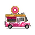 Donut truck isolated on white background. Vector illustration