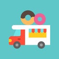 Donut truck vector, Food truck flat style icon