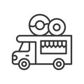 Donut truck vector, Food truck line style editable stroke icon