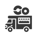 Donut truck vector, Food truck solid style icon