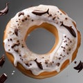 A donut turned into a dolphin, with frosting waves and chocolate chip eyes2 Royalty Free Stock Photo