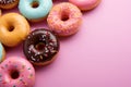 Donut variety showcased in a minimalist top view pattern with text space