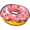 Donut vector, doughnut cake icon isolated on white