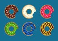 Donut vector set. Colored donuts with cream and glaze. Sweet foo