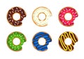 Donut vector set. Colored donuts with cream and glaze. Sweet food Royalty Free Stock Photo