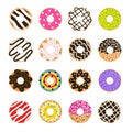 Donut vector set isolated on white. Doughnut glazed collection.