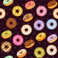 donut vector set, tasty sweets illustration seamless background