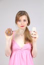 Donut vs ricecake Royalty Free Stock Photo