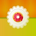 Donut on a white napkin.