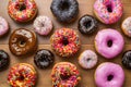 Donuts arranged on a kitchen table, sweet treats in abundance Royalty Free Stock Photo