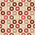 Donuts background. Vector seamless pattern.