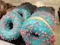 Donuts blue with red dots