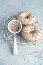 Donuts on a blue background