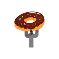 Donuts Brown Color and Fork Draw Design Template illustration Isolated