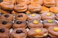 Donuts with chocolate cream, vanilla cream