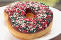 Donuts with Christmas Sprinkles Front Closeup Royalty Free Stock Photo