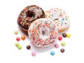 Donuts with colorful decor and candies