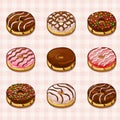 Donuts with different fillings and frostings
