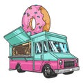Donuts food truck emblem colorful Royalty Free Stock Photo