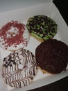 donuts with four flavors of tiramisu, chocolate, avocado, vanilla are very soft, perfect for a birthday meal