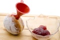 Donuts with funnel and jam Royalty Free Stock Photo