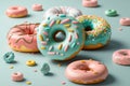 Donuts with glaze. Generative AI