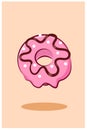 Donuts with strawberry cream icon cartoon illustration