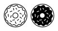 Donuts icon vector. Donut icons in line and flat style. Bakery sign and symbol